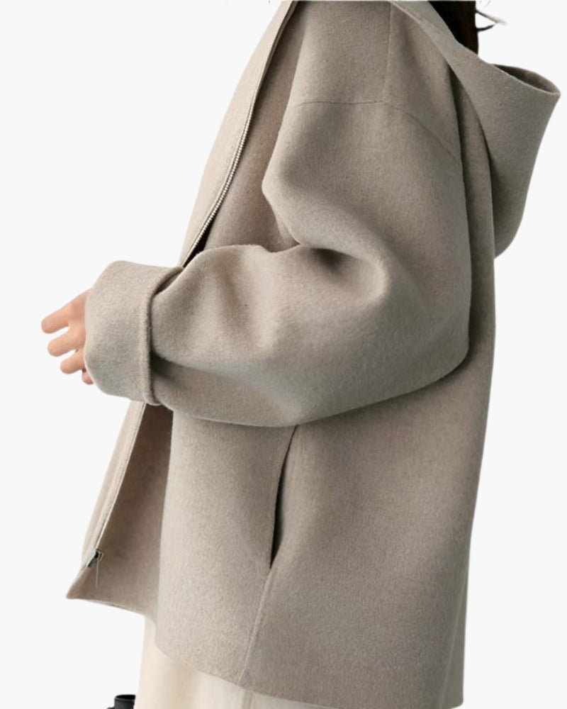 Women's Hooded Wool Zip Coat