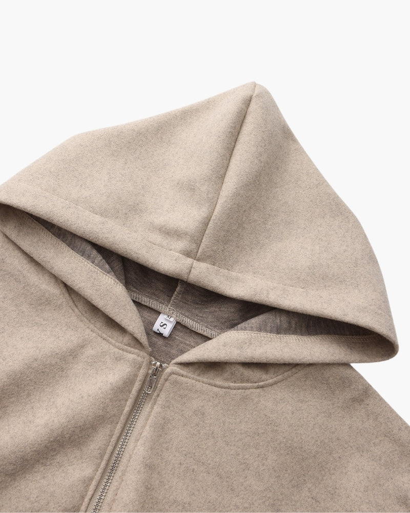 Women's Hooded Wool Zip Coat