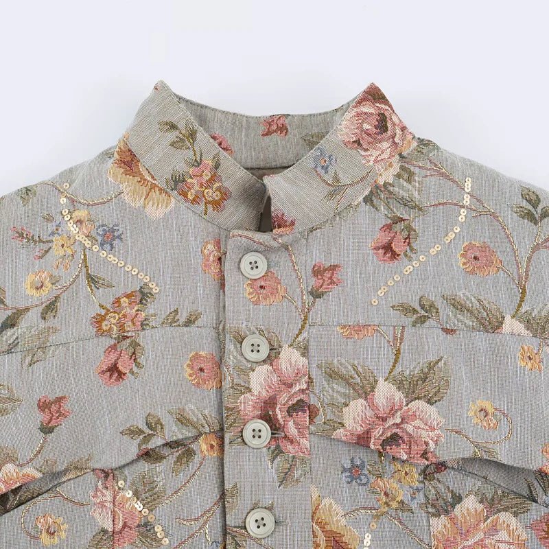 Marlowe - Women's Cropped Jacket with Floral Print - photo 3