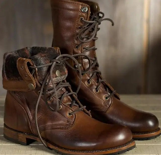 Martha - Women's Lace-Up Boots with Turn-Down Cuff - photo 1