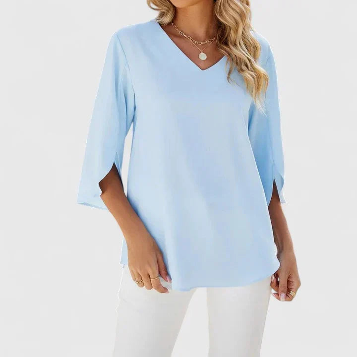 Matilde - Women's Ruffle Trim Blouse with Three-Quarter Sleeves - photo 11
