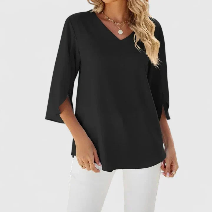 Matilde - Women's Ruffle Trim Blouse with Three-Quarter Sleeves - photo 3