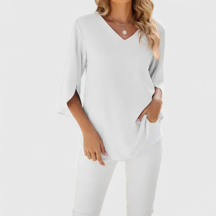 Matilde - Women's Ruffle Trim Blouse with Three-Quarter Sleeves - photo 9