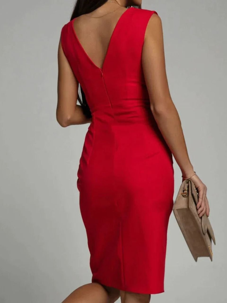 Robe de Soirée Trapèze Femme Sans Manches
