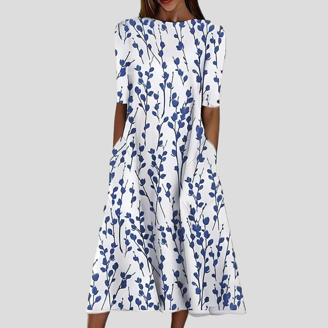 Melisent - Women's Fitted Midi Dress with Floral Print - photo 4