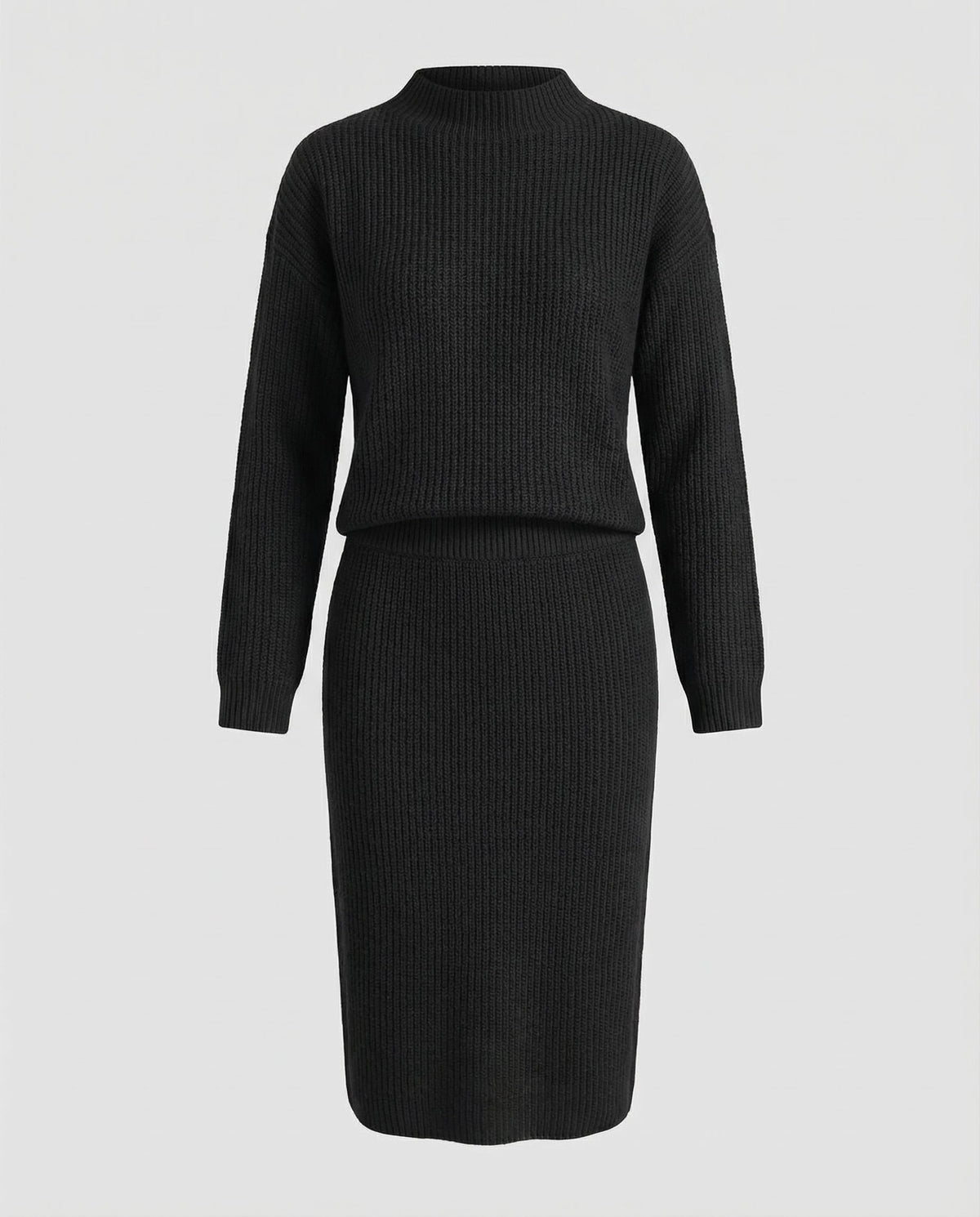 Merry - Women's Knitted Set with Stand Collar and Midi Skirt - photo 12