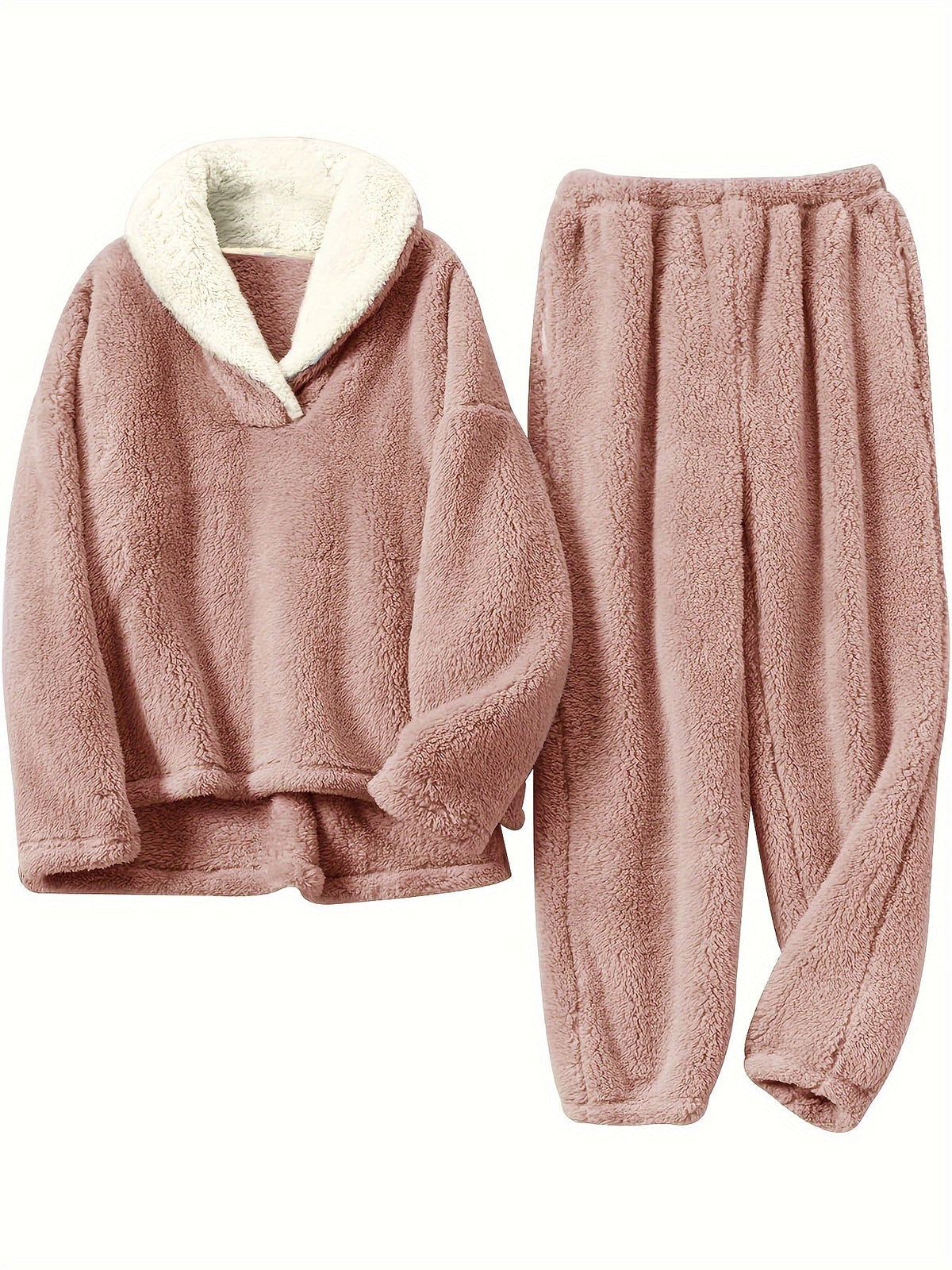 Mila - Women's Teddy Fleece Lounge Set with Half-Zip Collar - photo 11
