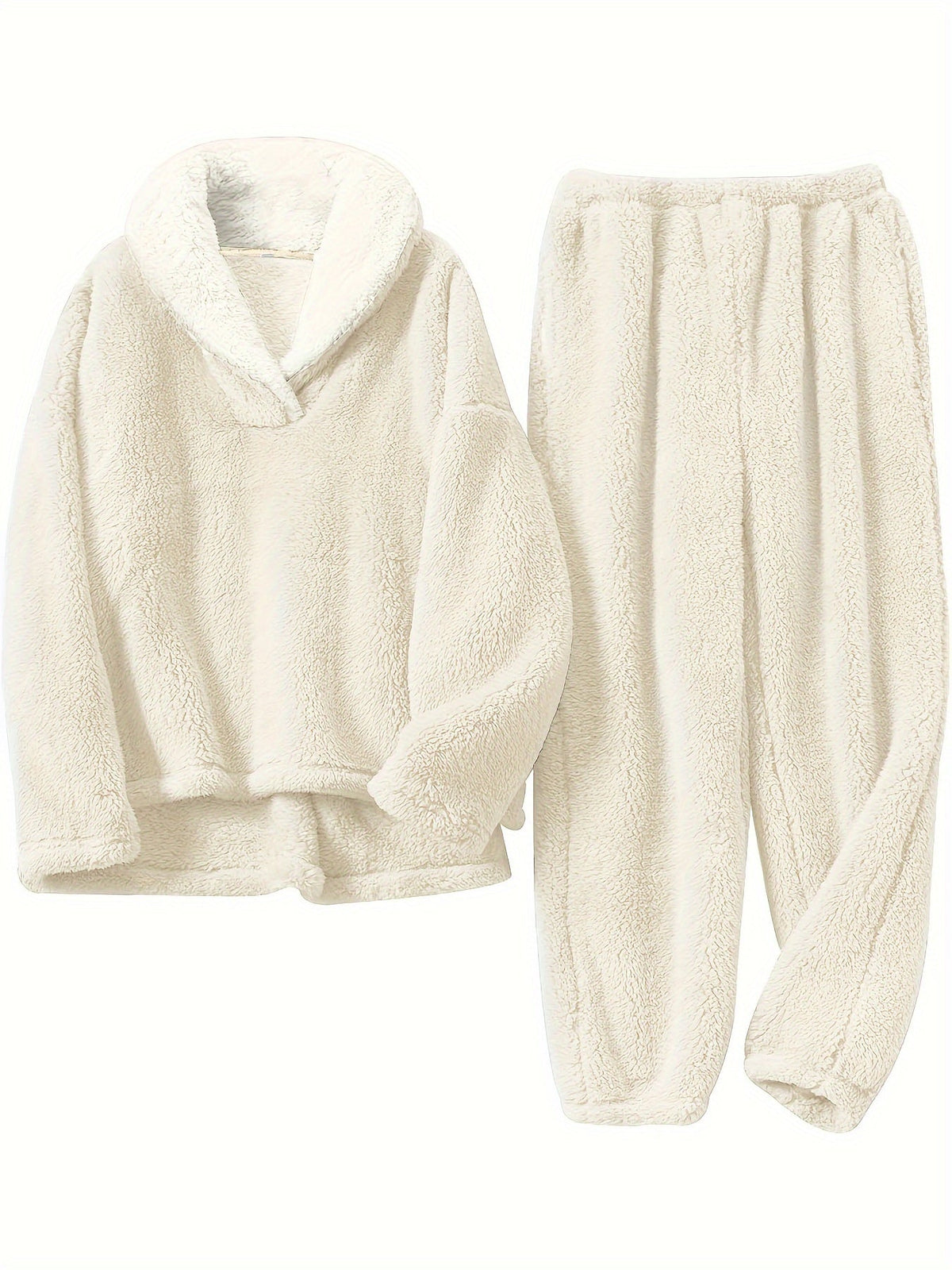 Mila - Women's Teddy Fleece Lounge Set with Half-Zip Collar - photo 4