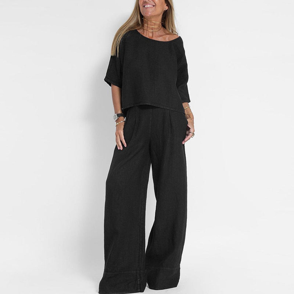 Mireille - Women's Relaxed Two-Piece Set with Wide Leg - photo 3