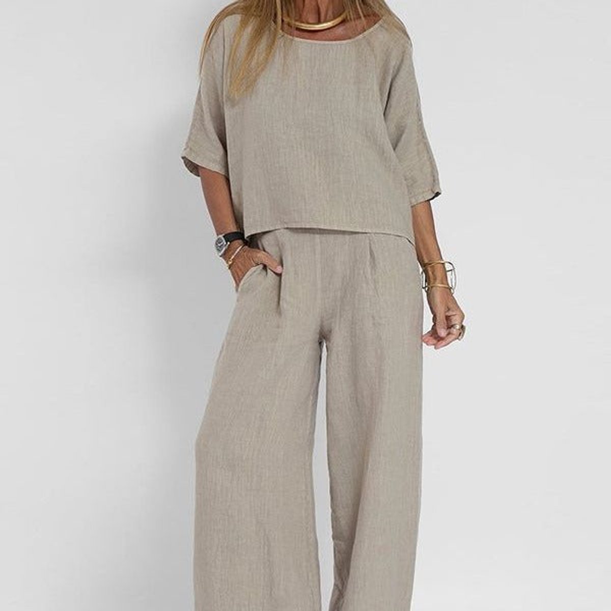 Mireille - Women's Relaxed Two-Piece Set with Wide Leg - photo 6