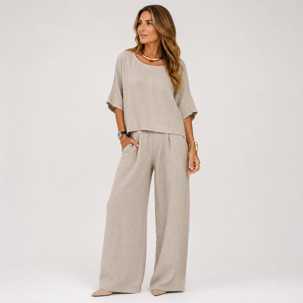 Mireille - Women's Relaxed Two-Piece Set with Wide Leg - photo 7