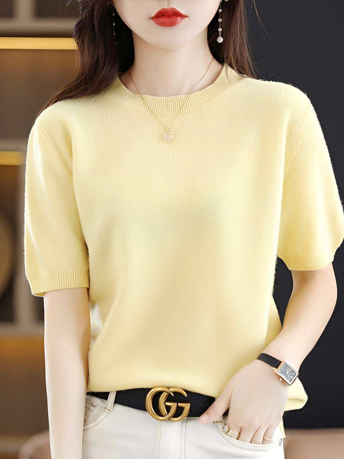Nadine - Women's Short Sleeve Knitted Sweater - photo 4