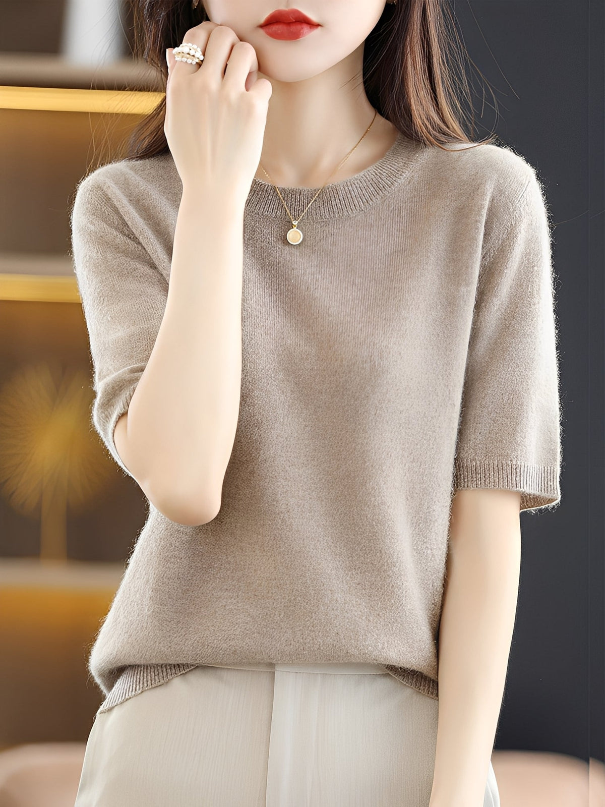 Nadine - Women's Short Sleeve Knitted Sweater - photo 7