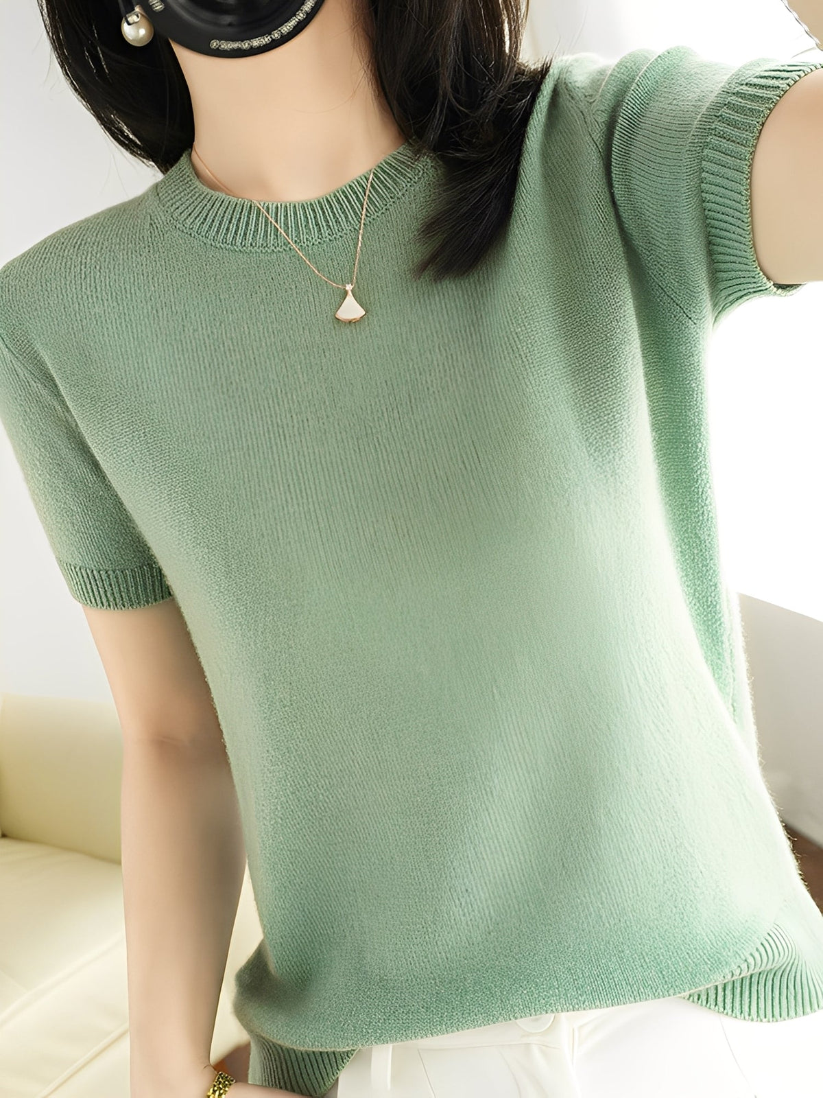 Nadine - Women's Short Sleeve Knitted Sweater - photo 9