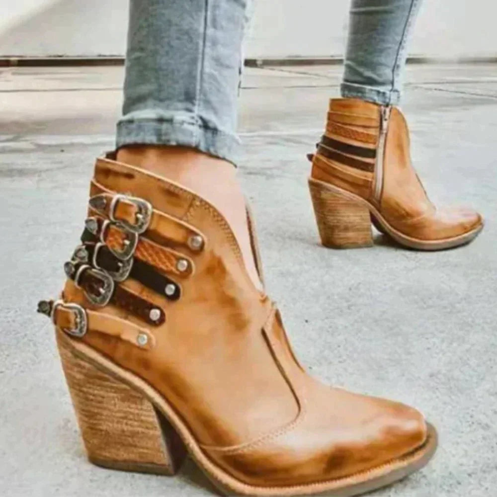 Naomi - Women's Ankle Boots with Buckle Straps and Wedge Heel - photo 5