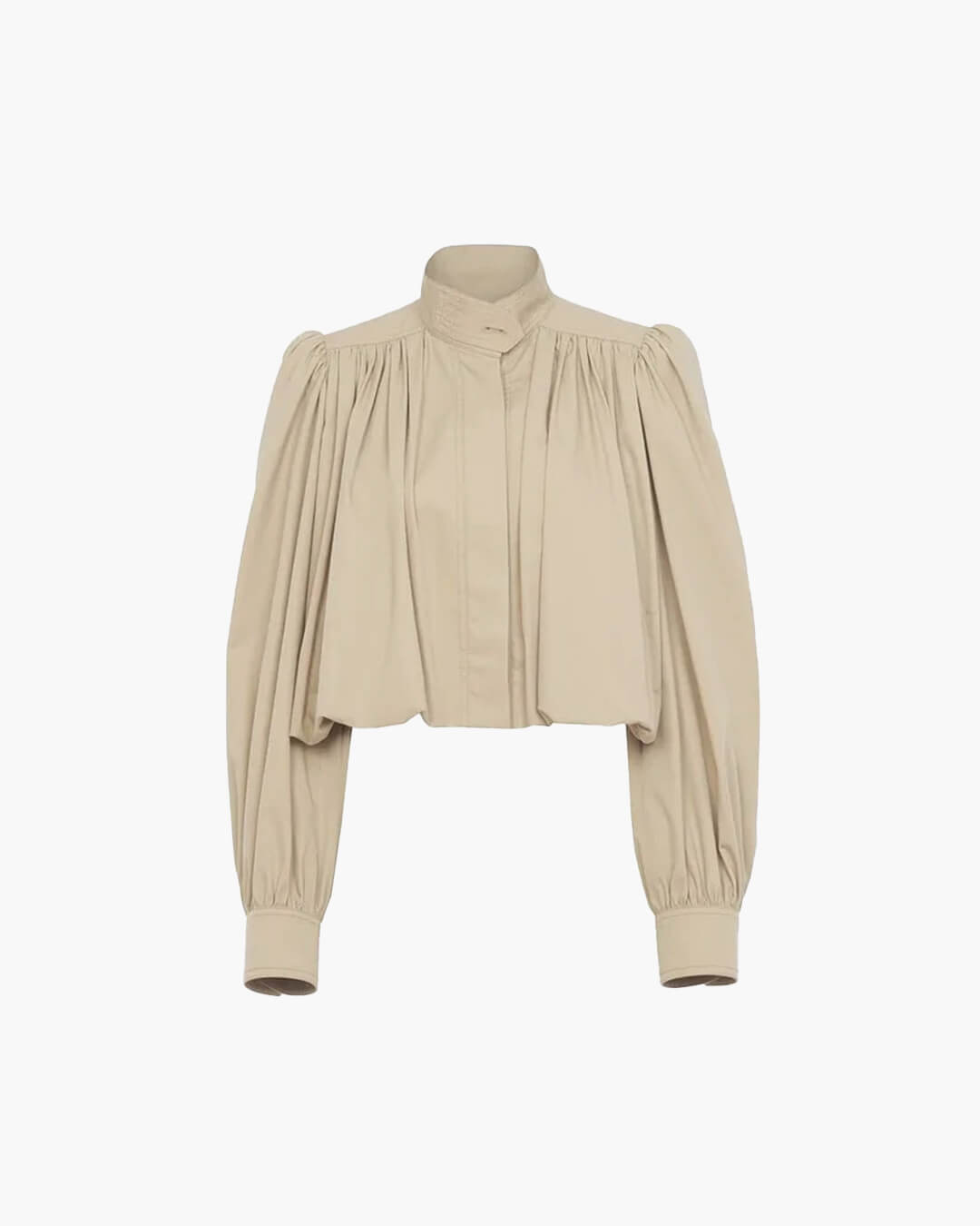 Nerissa - Women's Relaxed Trench Coat with Ruching and Long Sleeves - photo 4