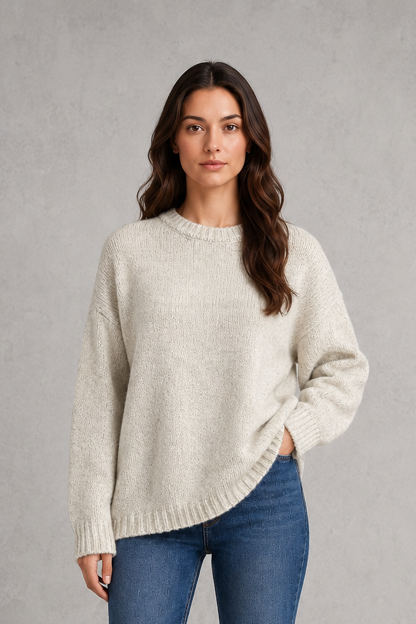 Nina - Women's Relaxed Oversized Crew Neck Knit Jumper - photo 1