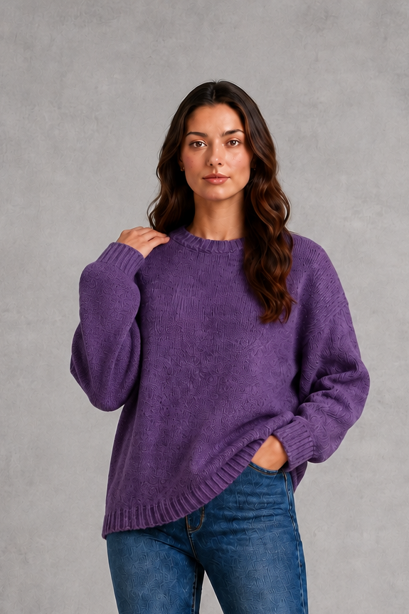 Nina - Women's Relaxed Oversized Crew Neck Knit Jumper - photo 10
