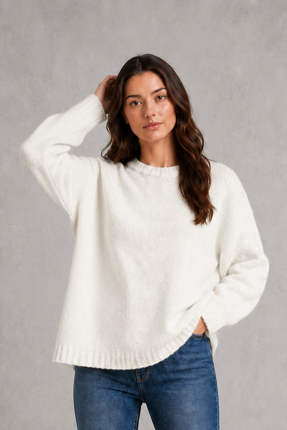 Nina - Women's Relaxed Oversized Crew Neck Knit Jumper - photo 11