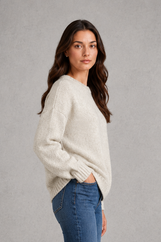 Nina - Women's Relaxed Oversized Crew Neck Knit Jumper - photo 2
