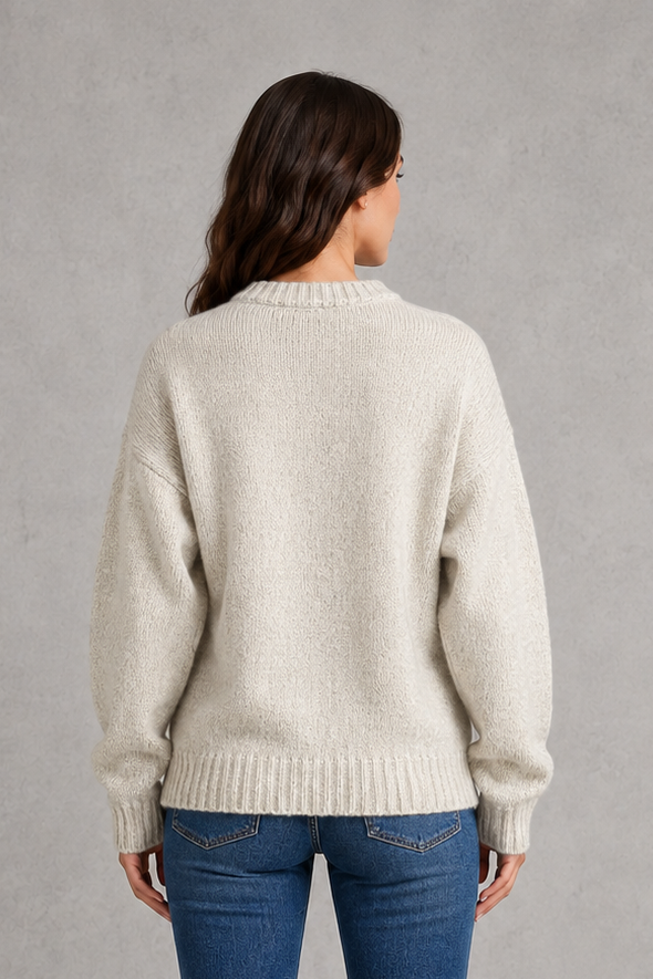 Nina - Women's Relaxed Oversized Crew Neck Knit Jumper - photo 4