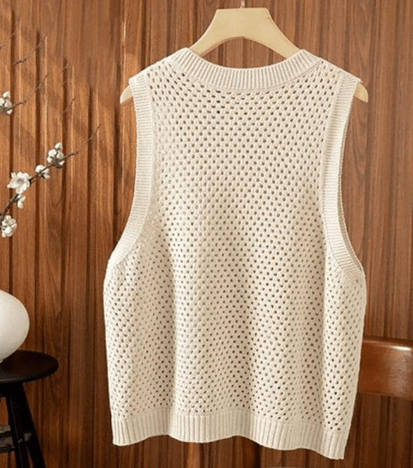 Norberta - Women's Sleeveless Jumper with Open Knit - photo 2