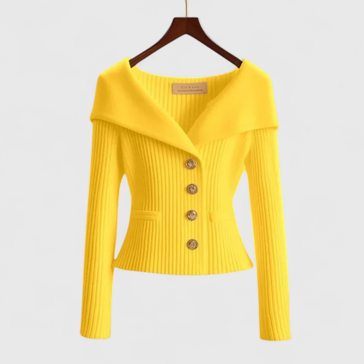 Nova - Women's Fitted Cardigan with Wide Collar - photo 2