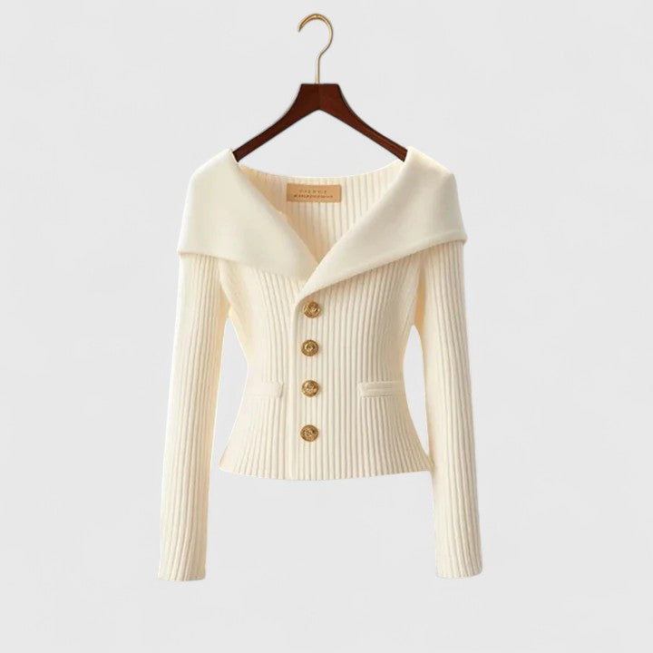 Nova - Women's Fitted Cardigan with Wide Collar - photo 4