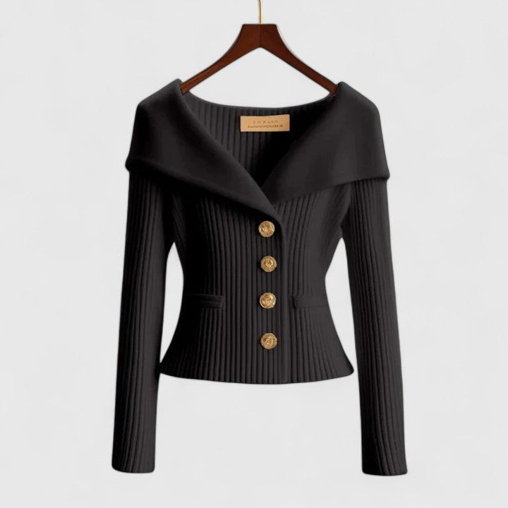 Nova - Women's Fitted Cardigan with Wide Collar - photo 5
