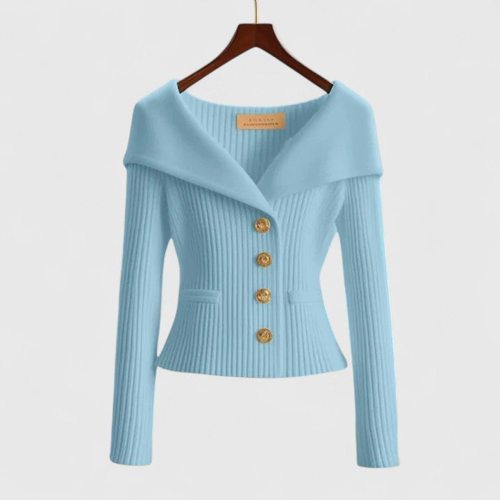 Nova - Women's Fitted Cardigan with Wide Collar - photo 6
