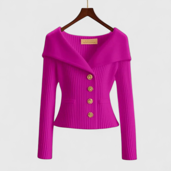 Nova - Women's Fitted Cardigan with Wide Collar - photo 7