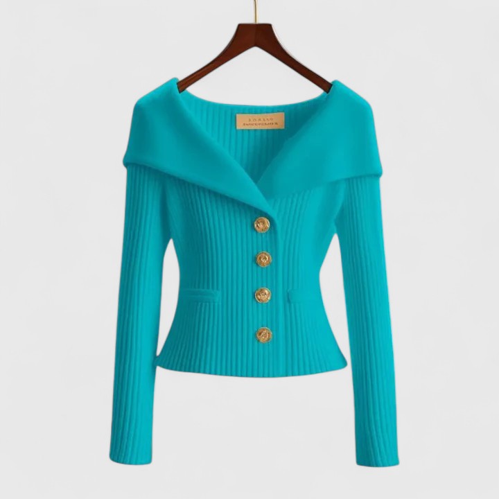 Nova - Women's Fitted Cardigan with Wide Collar - photo 8