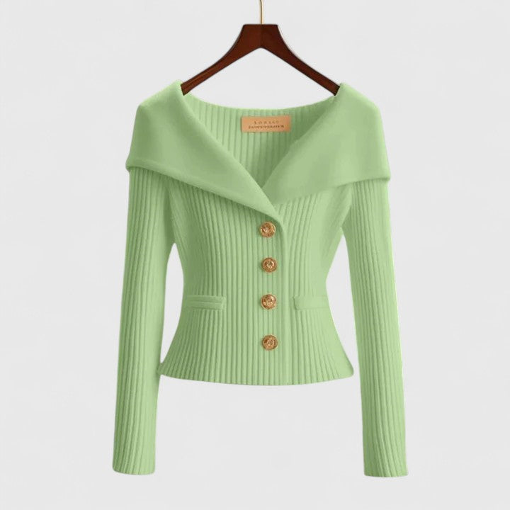 Nova - Women's Fitted Cardigan with Wide Collar - photo 9