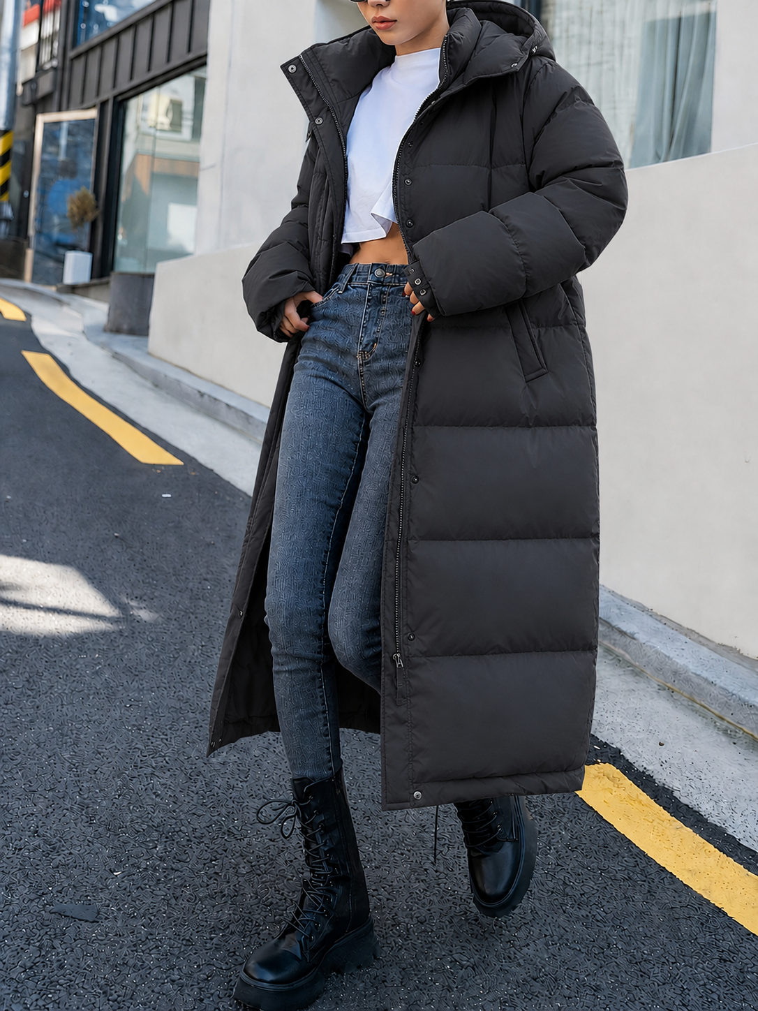 Oona - Women's Long Hooded Quilted Jacket - photo 8