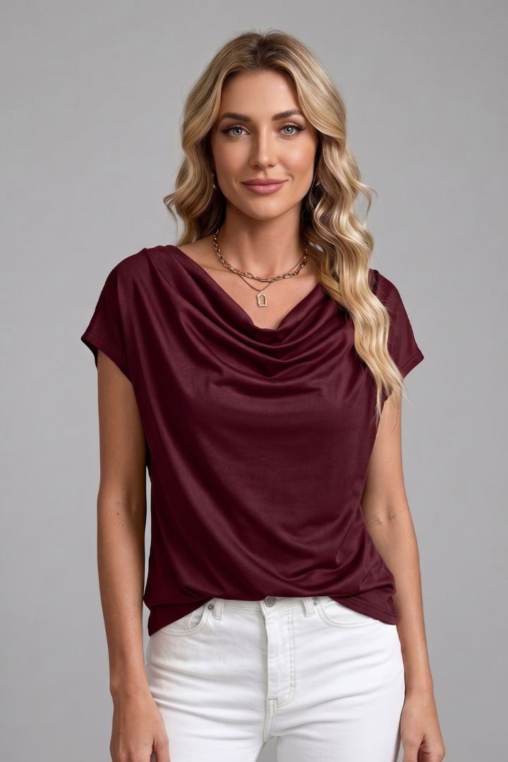 Opaline - Women's Cowl Neck Draped Blouse - photo 7