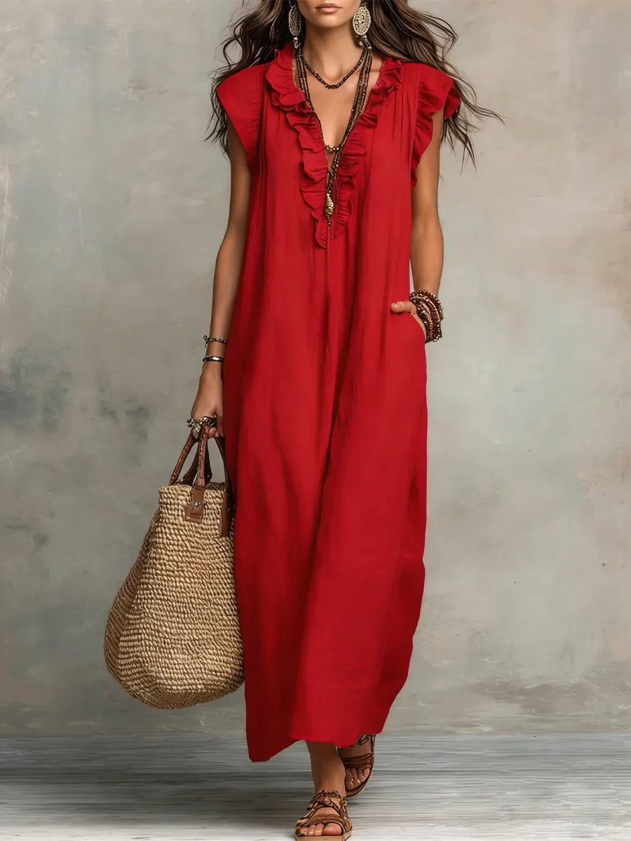 Women's Relaxed Fit Linen Maxi Dress for Summer - photo 4