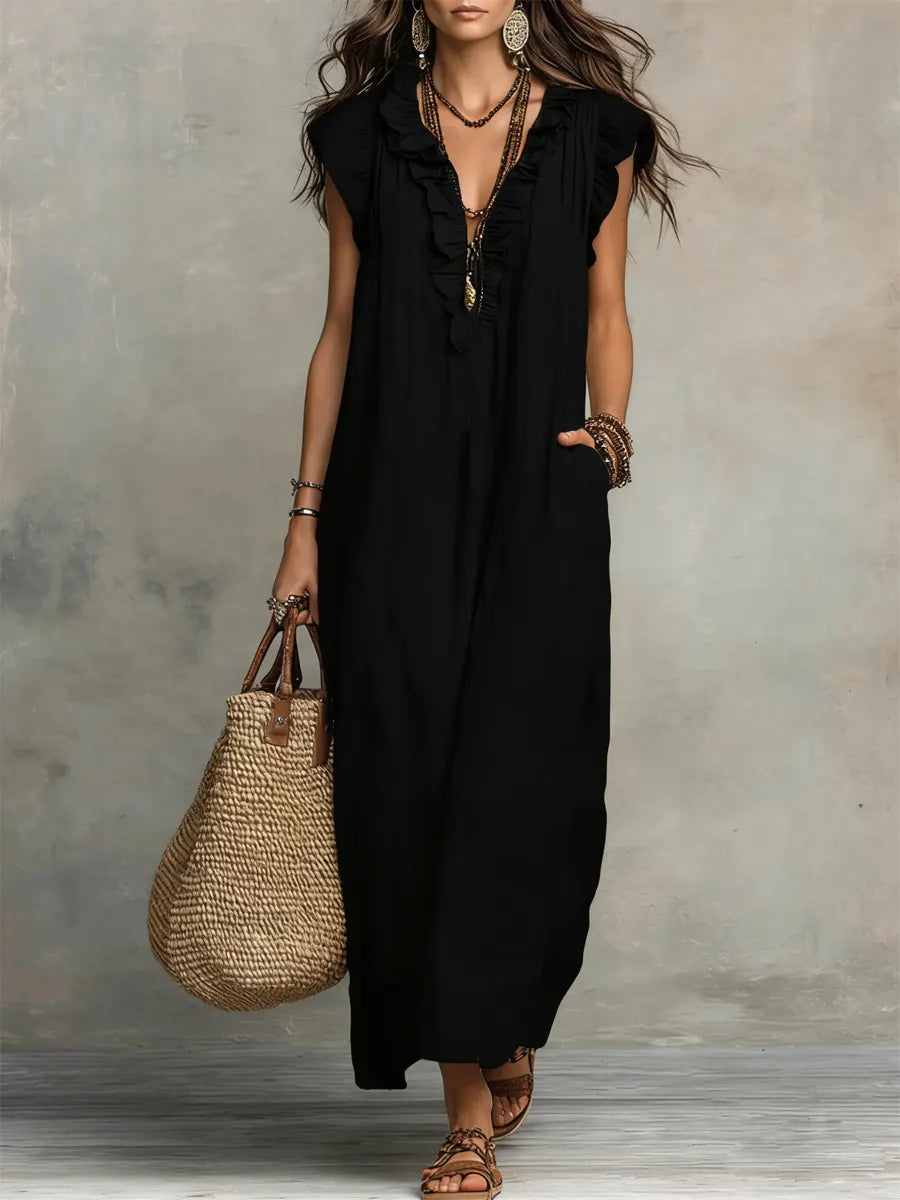 Women's Relaxed Fit Linen Maxi Dress for Summer - photo 6