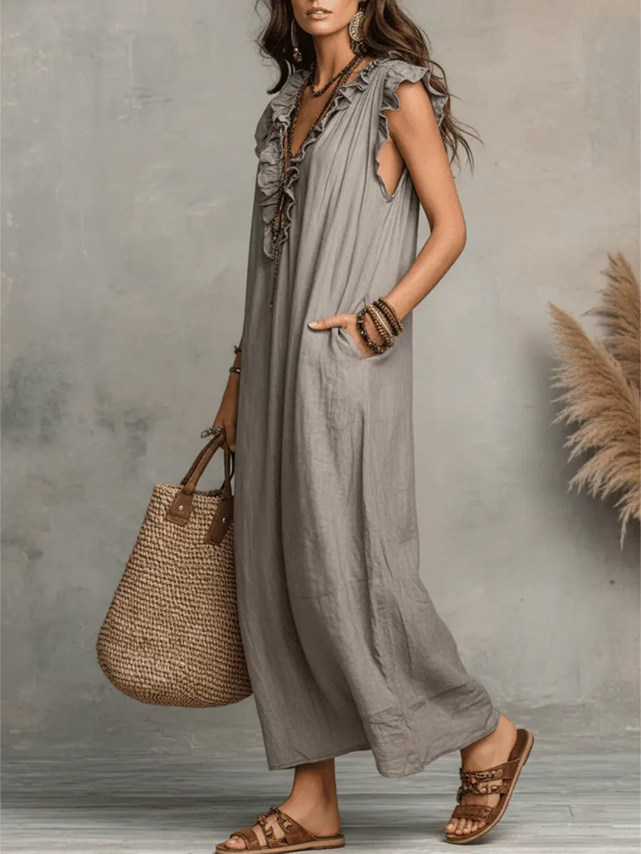 Women's Relaxed Fit Linen Maxi Dress for Summer - photo 10