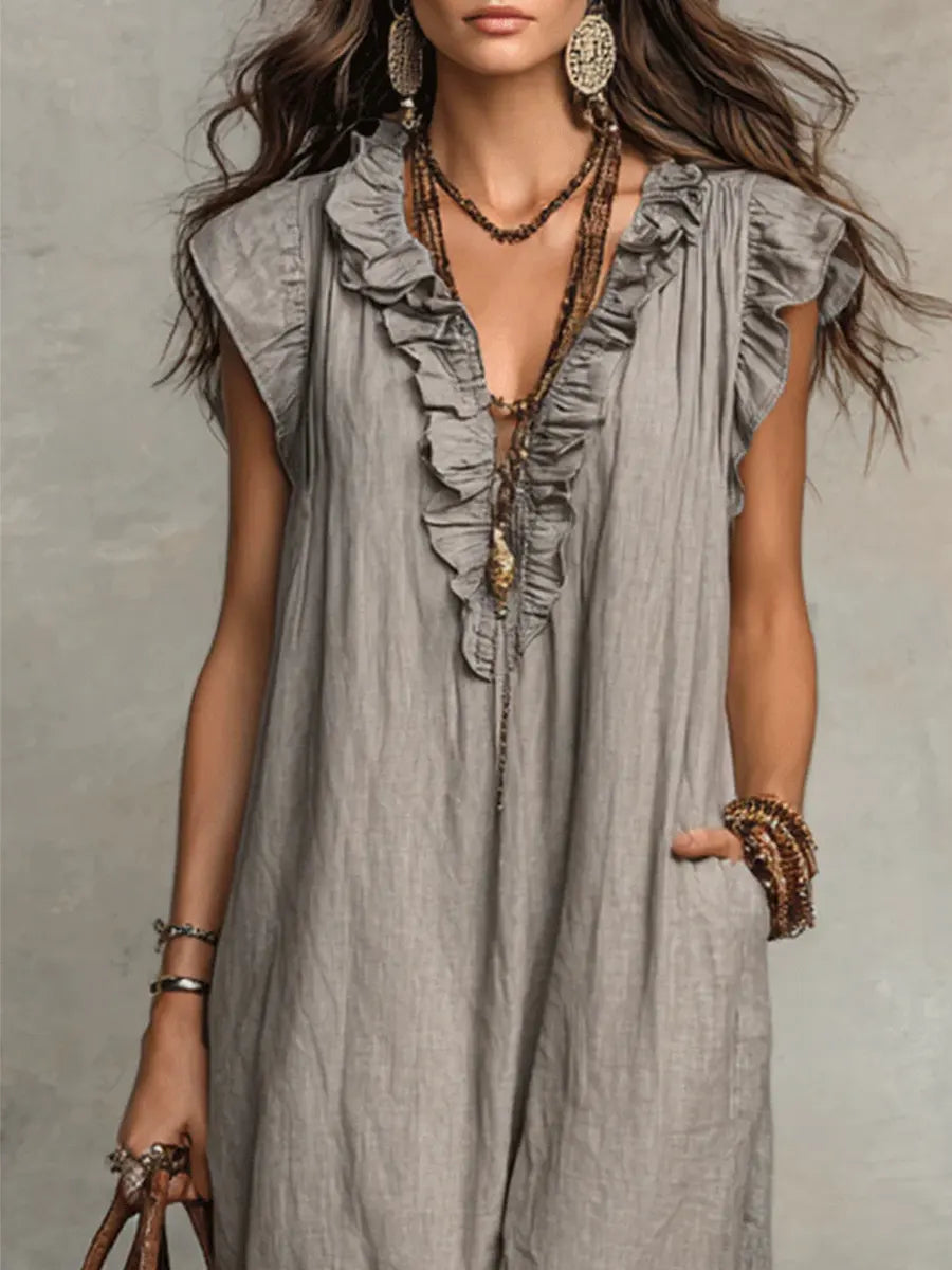 Women's Relaxed Fit Linen Maxi Dress for Summer - photo 8
