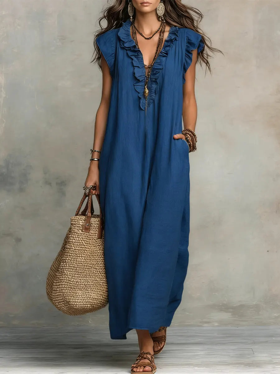 Women's Relaxed Fit Linen Maxi Dress for Summer - photo 3