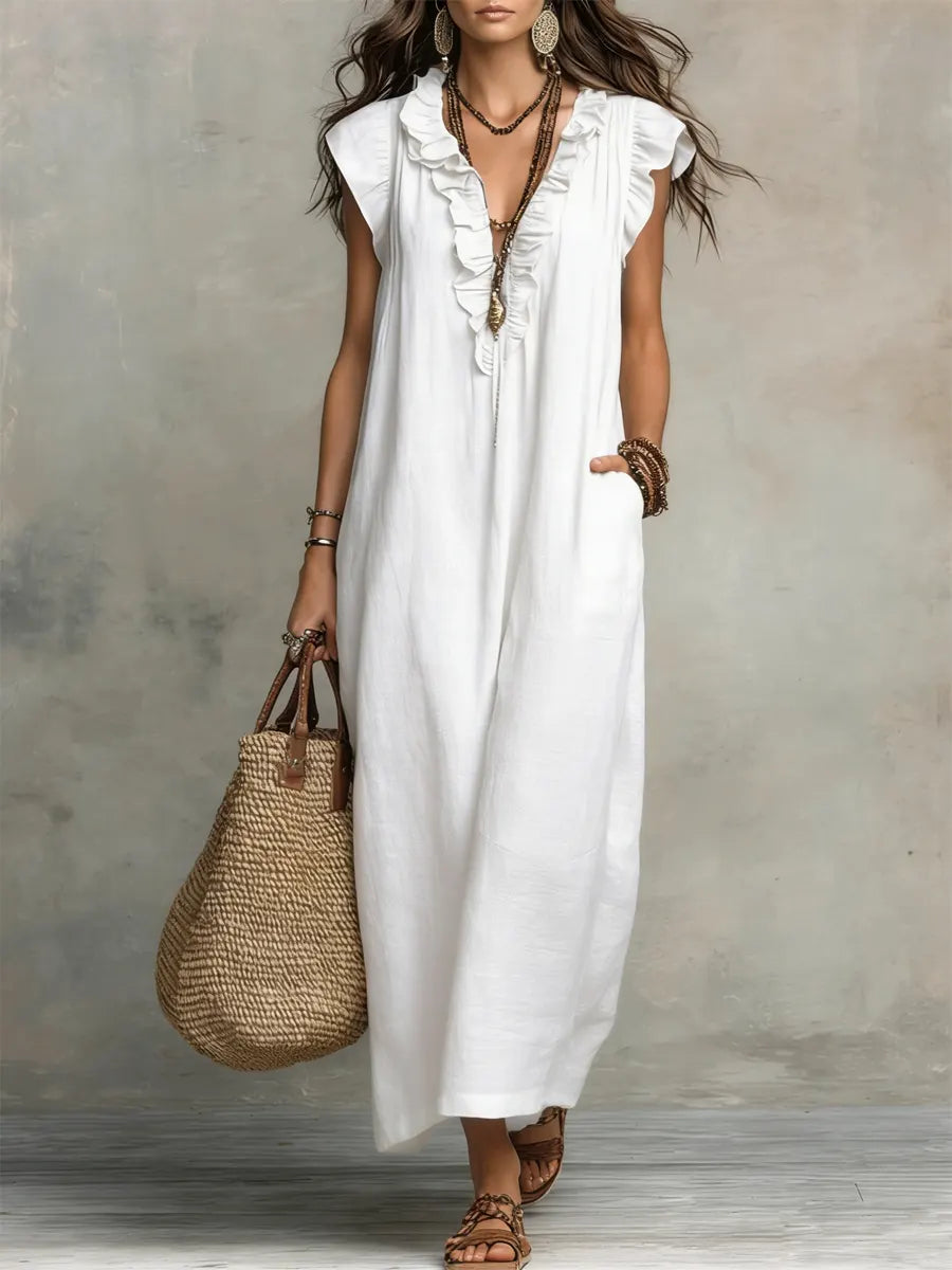 Women's Relaxed Fit Linen Maxi Dress for Summer - photo 5