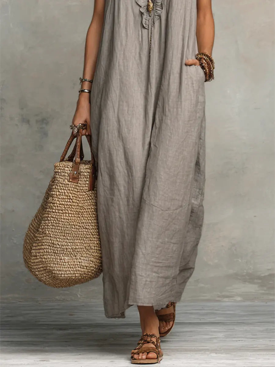 Women's Relaxed Fit Linen Maxi Dress for Summer - photo 7