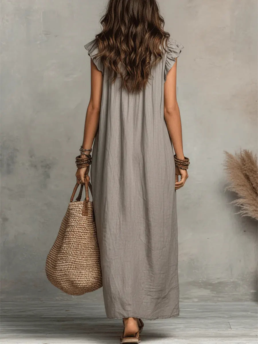 Women's Relaxed Fit Linen Maxi Dress for Summer - photo 9