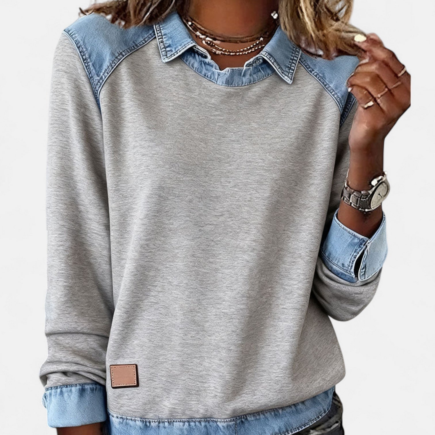 Ottilie - Women's Layered-Effect Jumper with Long Sleeves - photo 9
