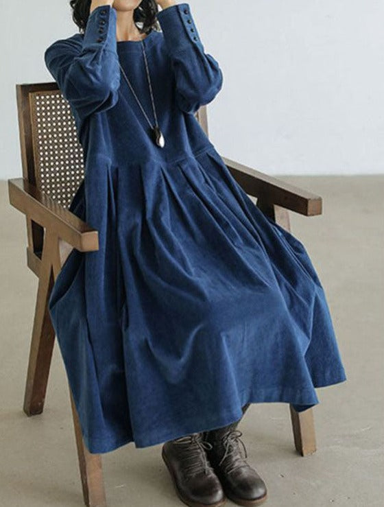 Parthenia - Women's Midi Dress with Wide Leg and Long Sleeves - photo 1