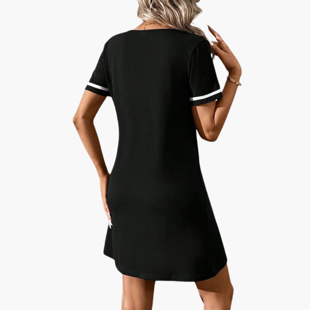 Pascaline - Women's Flowing Mini Dress with V-Neck - photo 4