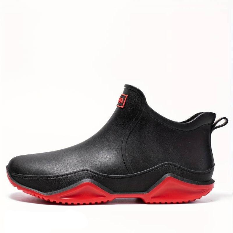 Patience - Women's Winter Boots with a Buckle Strap in Black & Red