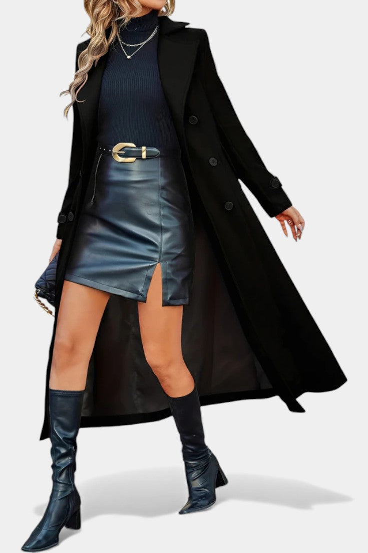 Paula - Women's Oversized Long Coat with Side Pockets – view 13