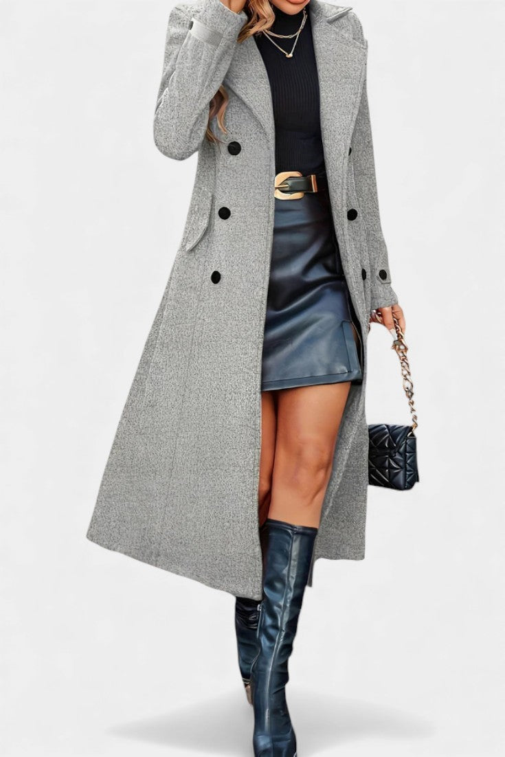 Paula - Women's Oversized Long Coat with Side Pockets – view 3