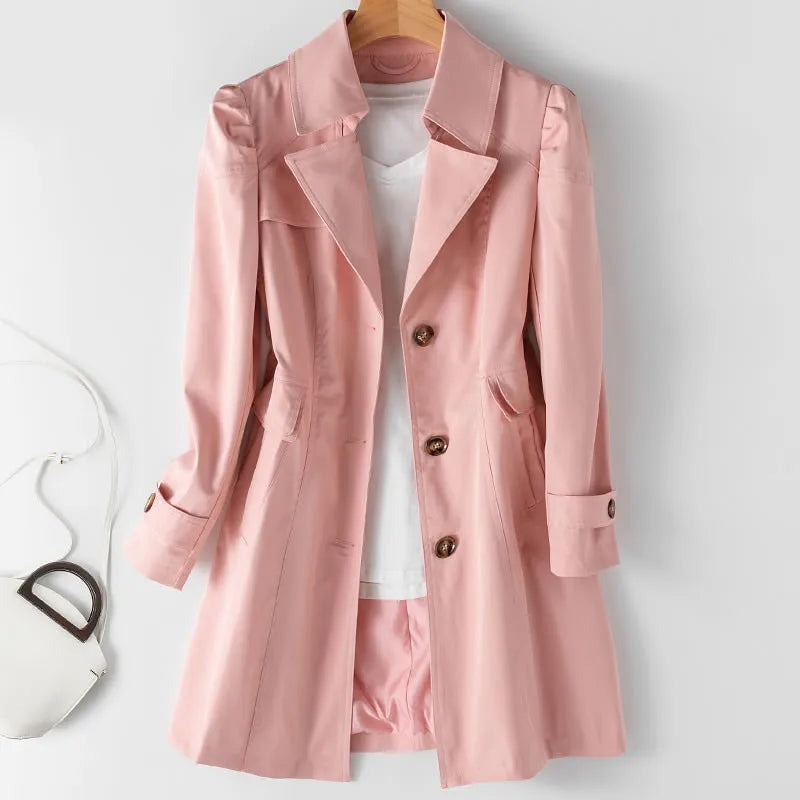 Novelle - Women's Cotton Blend Trench Coat with Buttoned Cuffs - photo 1